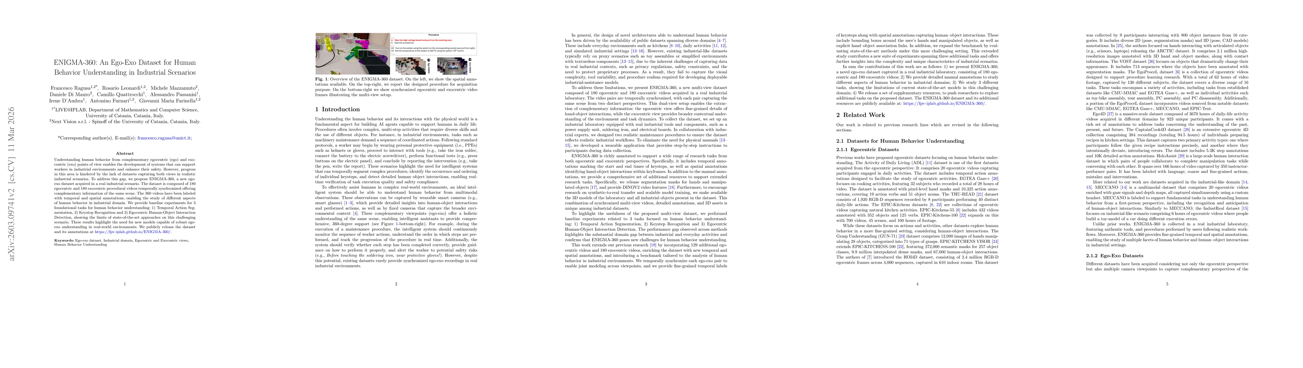 Thumbnail for ENIGMA-360: An Ego-Exo Dataset for Human Behavior Understanding in Industrial Scenarios