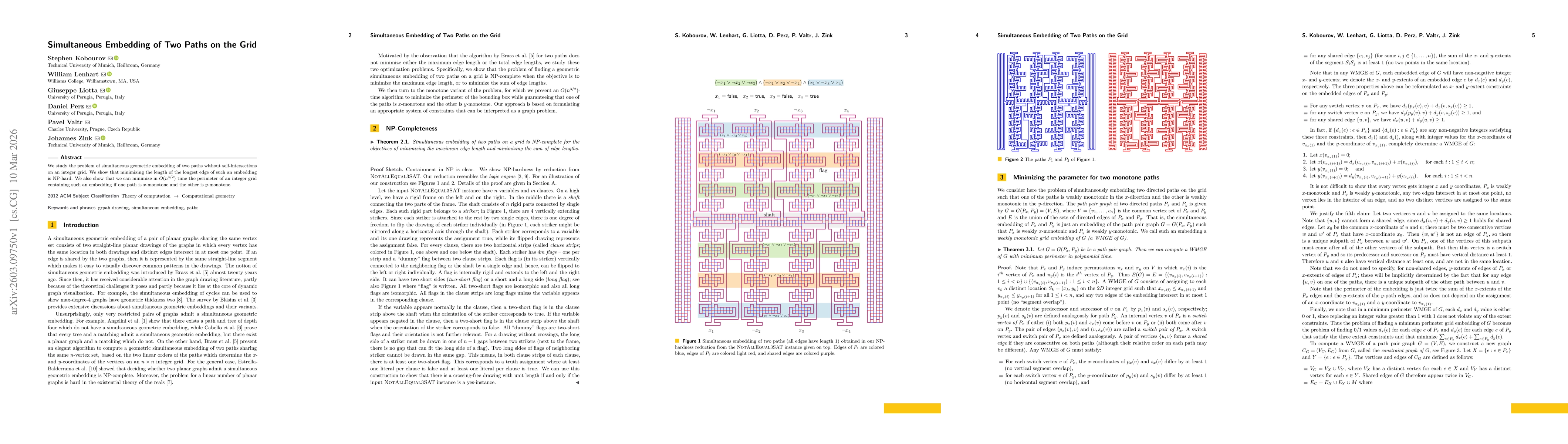 Thumbnail for Simultaneous Embedding of Two Paths on the Grid