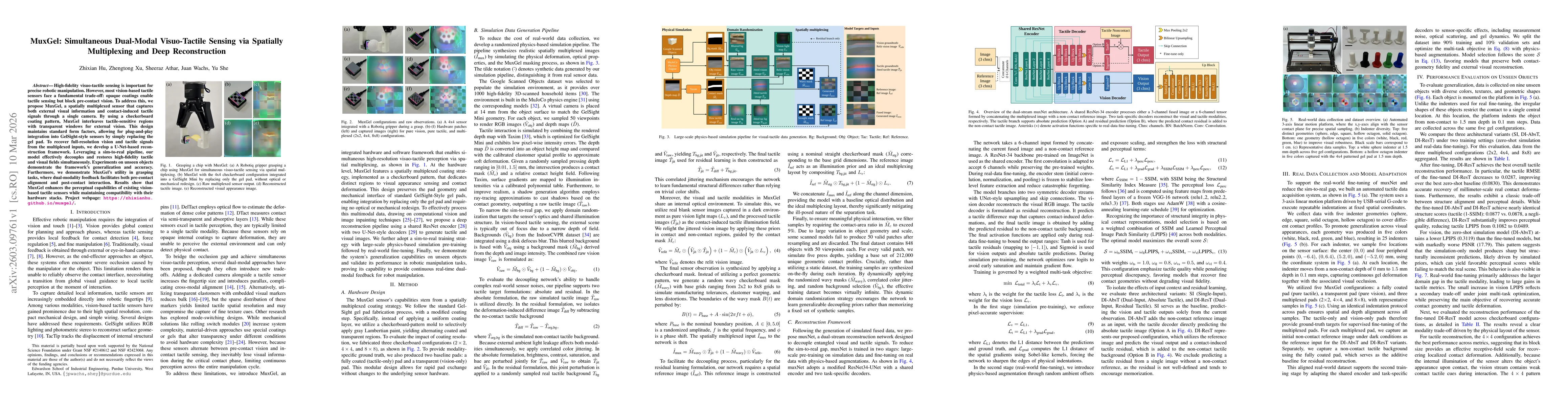 Thumbnail for MuxGel: Simultaneous Dual-Modal Visuo-Tactile Sensing via Spatially Multiplexing and Deep Reconstruction