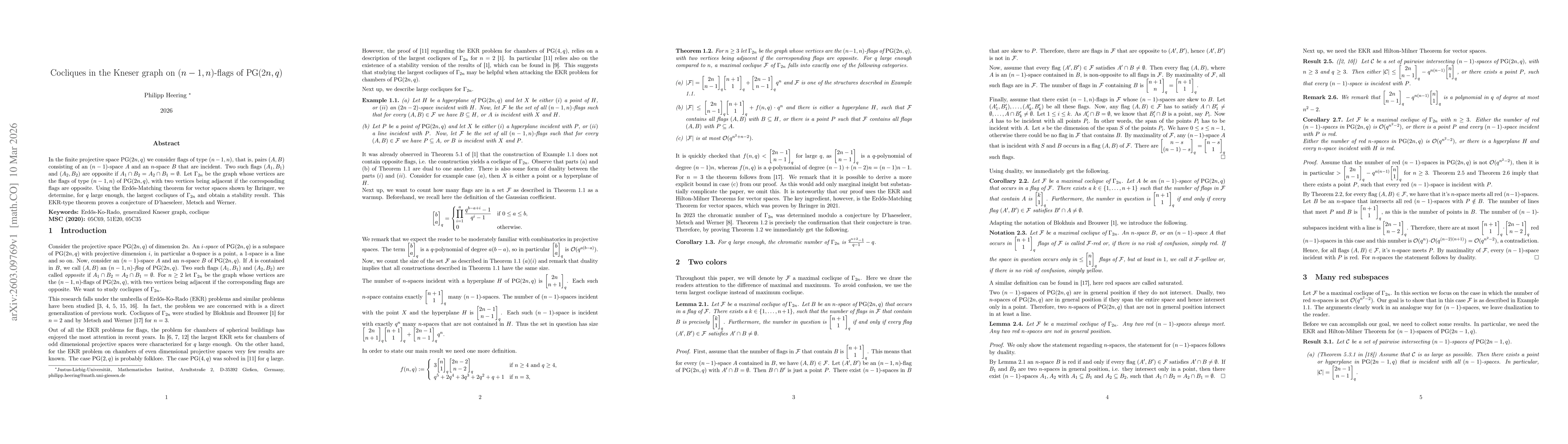 Thumbnail for Cocliques in the Kneser graph on $(n-1,n)$-flags of PG$(2n,q)$