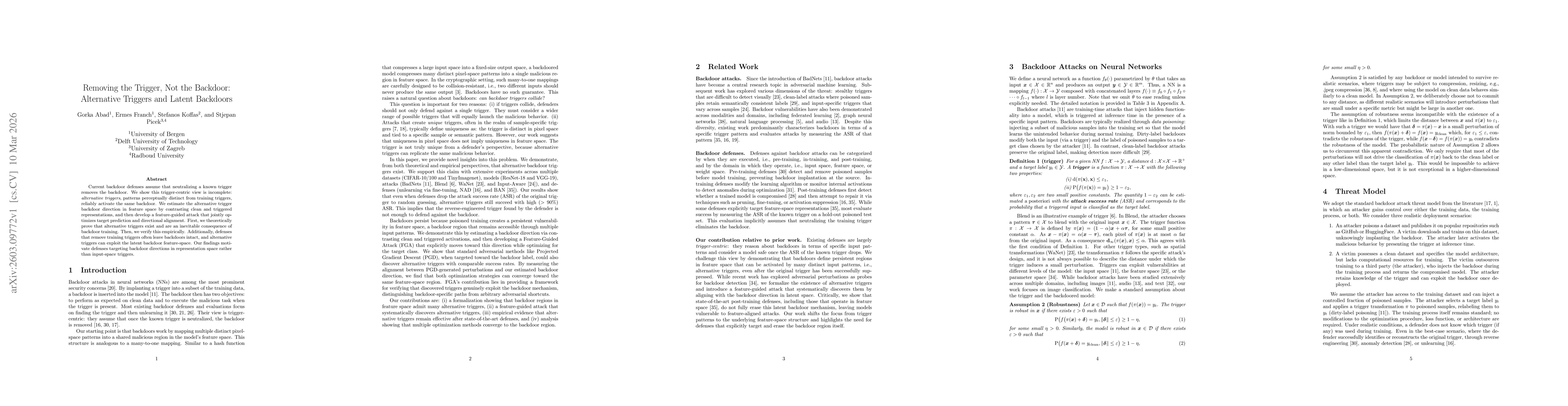 Thumbnail for Removing the Trigger, Not the Backdoor: Alternative Triggers and Latent Backdoors