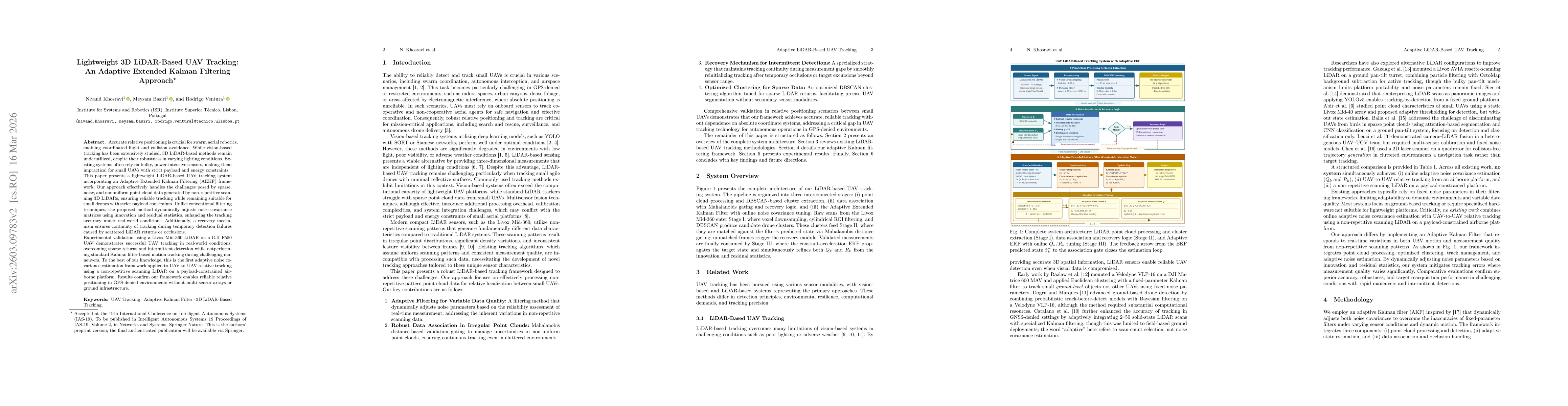 Thumbnail for Lightweight 3D LiDAR-Based UAV Tracking: An Adaptive Extended Kalman Filtering Approach