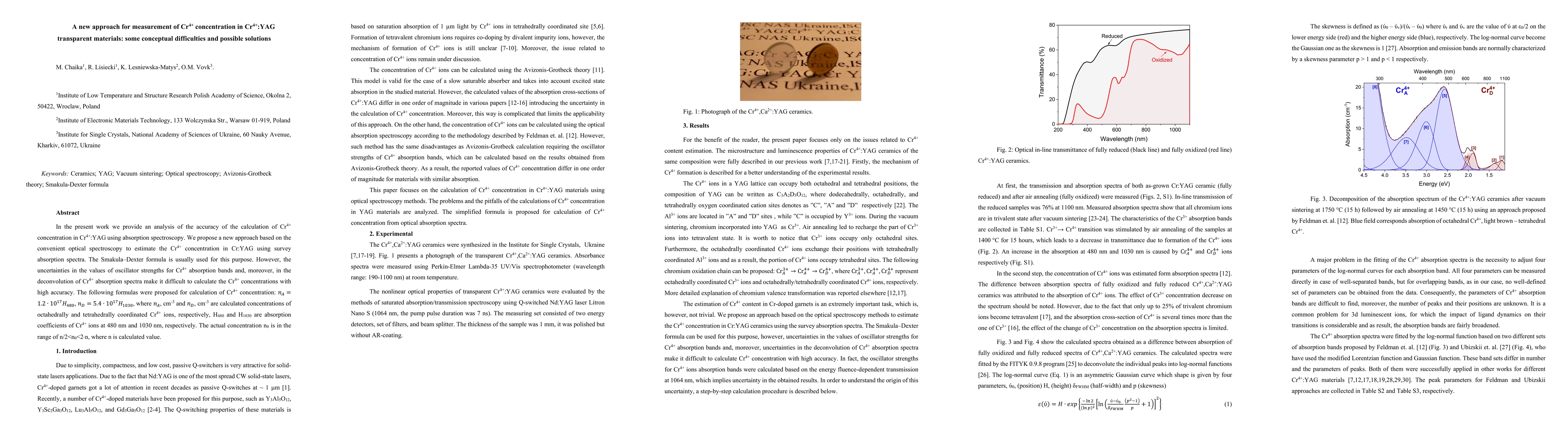 Thumbnail for A new approach for measurement of Cr4+ concentration in Cr4+:YAG transparent materials: some conceptual difficulties and possible solutions