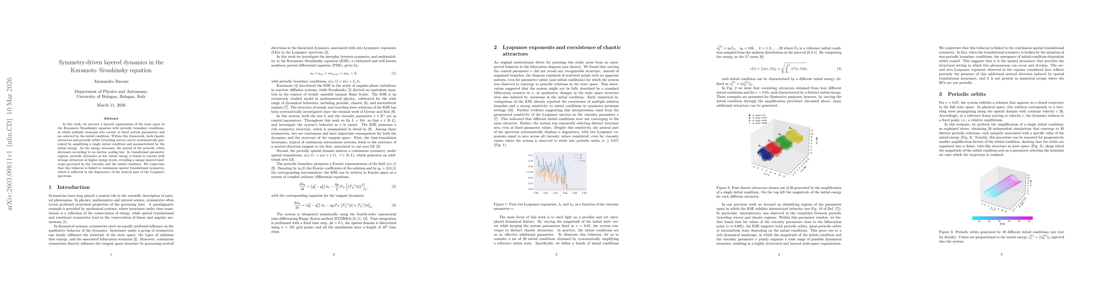 Thumbnail for Symmetry-driven layered dynamics in the Kuramoto-Sivashinsky equation