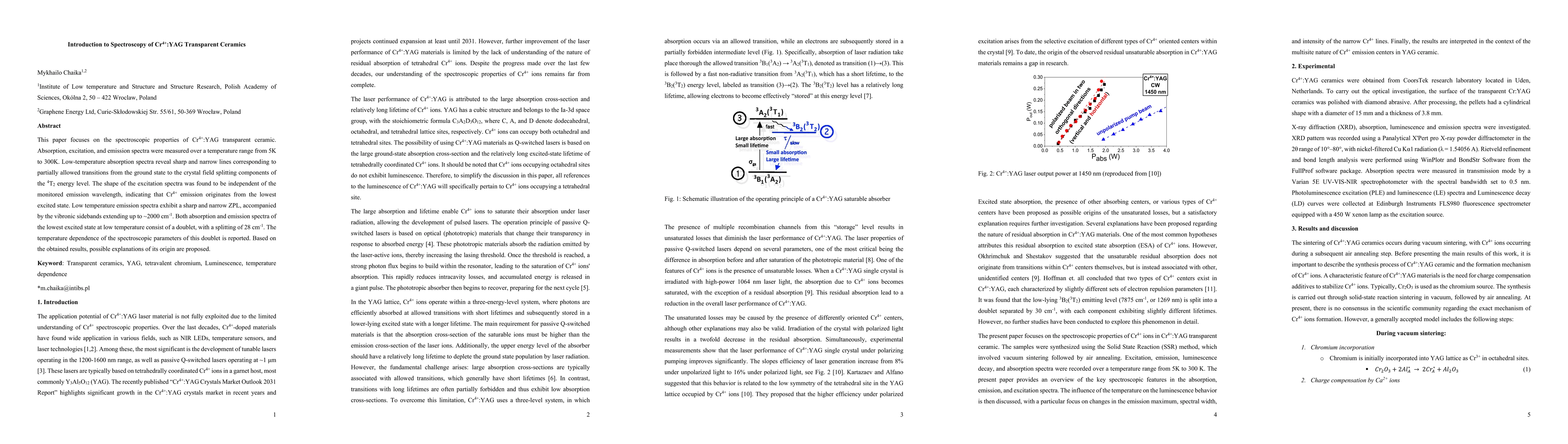Thumbnail for Introduction to Spectroscopy of Cr4+:YAG Transparent Ceramics