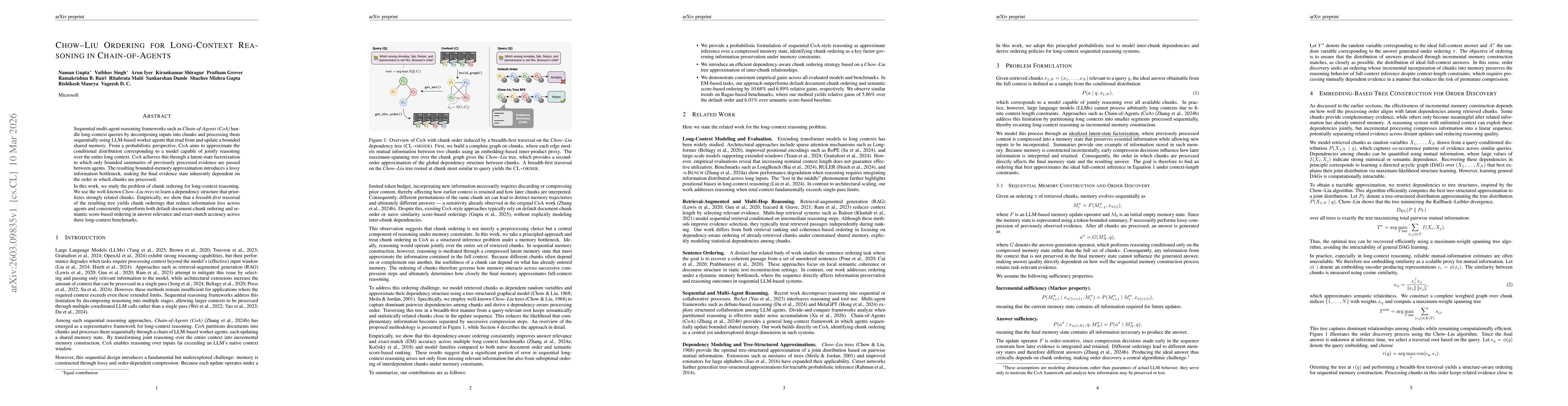 Thumbnail for Chow-Liu Ordering for Long-Context Reasoning in Chain-of-Agents