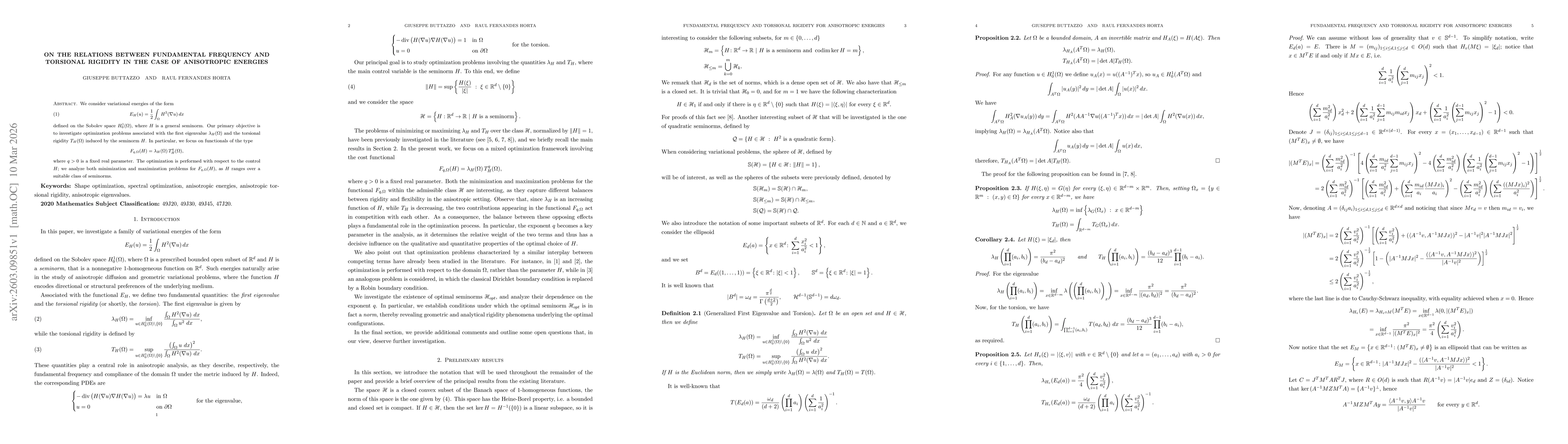 Thumbnail for On the relations between fundamental frequency and torsional rigidity in the case of anisotropic energies
