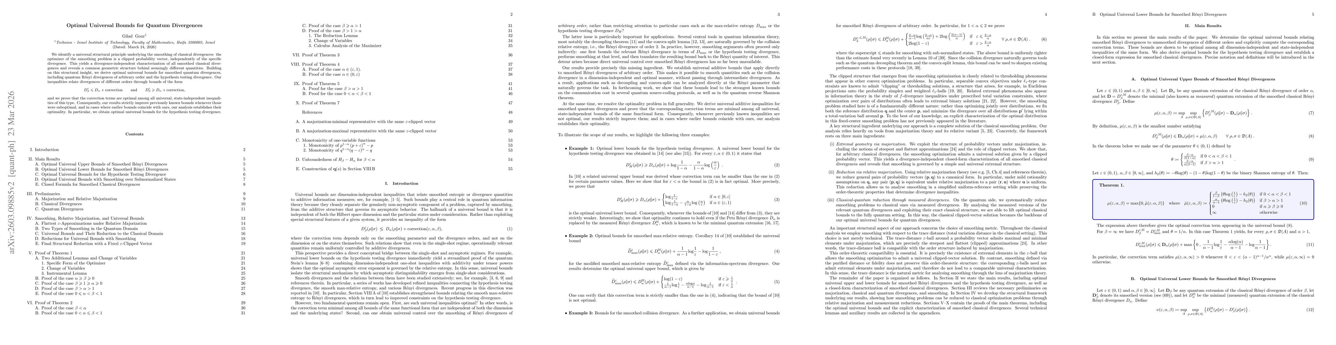 Thumbnail for Optimal Universal Bounds for Quantum Divergences