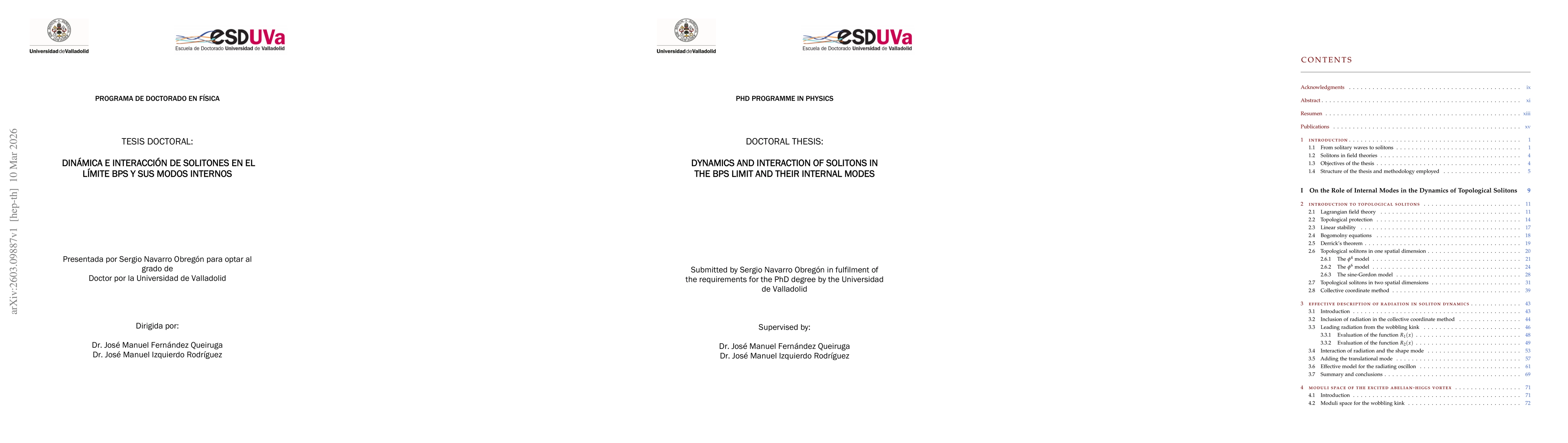 Thumbnail for Dynamics and interaction of solitons in the BPS limit and their internal modes