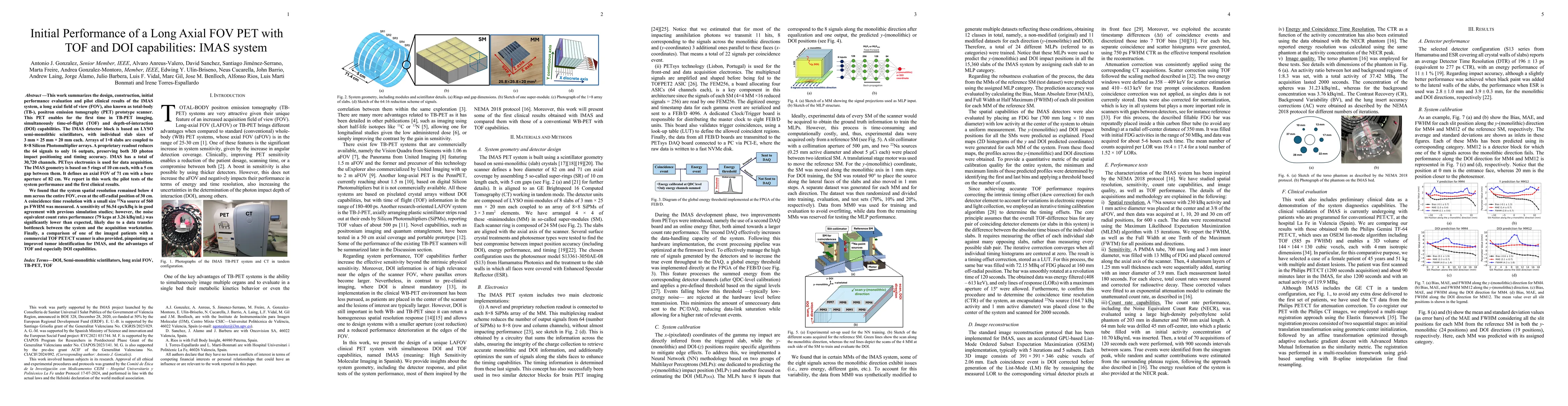 Thumbnail for Initial Performance of a Long Axial FOV PET with TOF and DOI capabilities: IMAS system