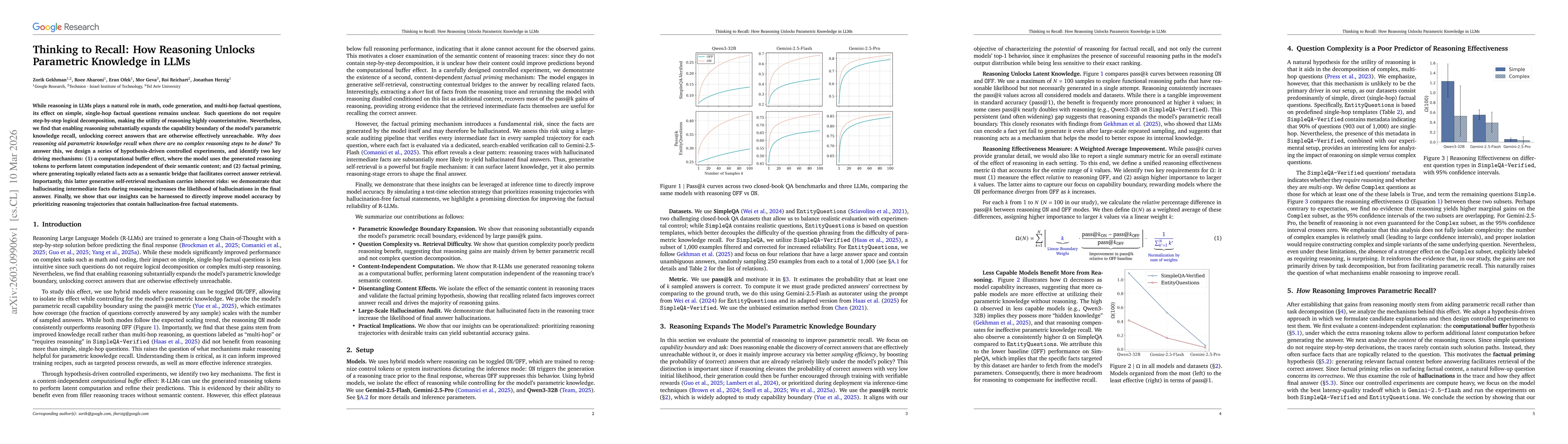 Thumbnail for Thinking to Recall: How Reasoning Unlocks Parametric Knowledge in LLMs