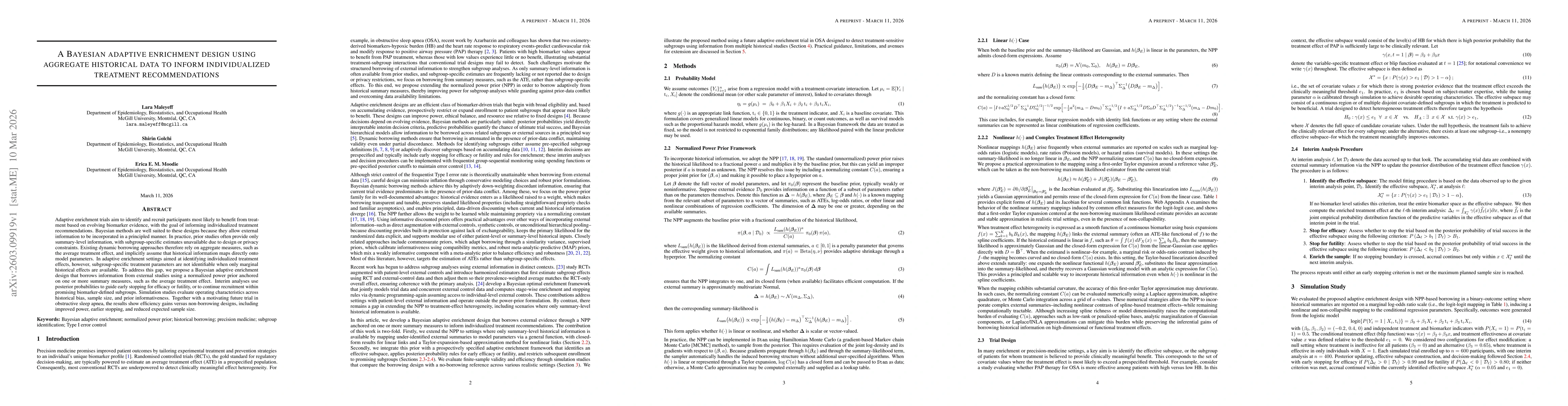 Thumbnail for A Bayesian adaptive enrichment design using aggregate historical data to inform individualized treatment recommendations