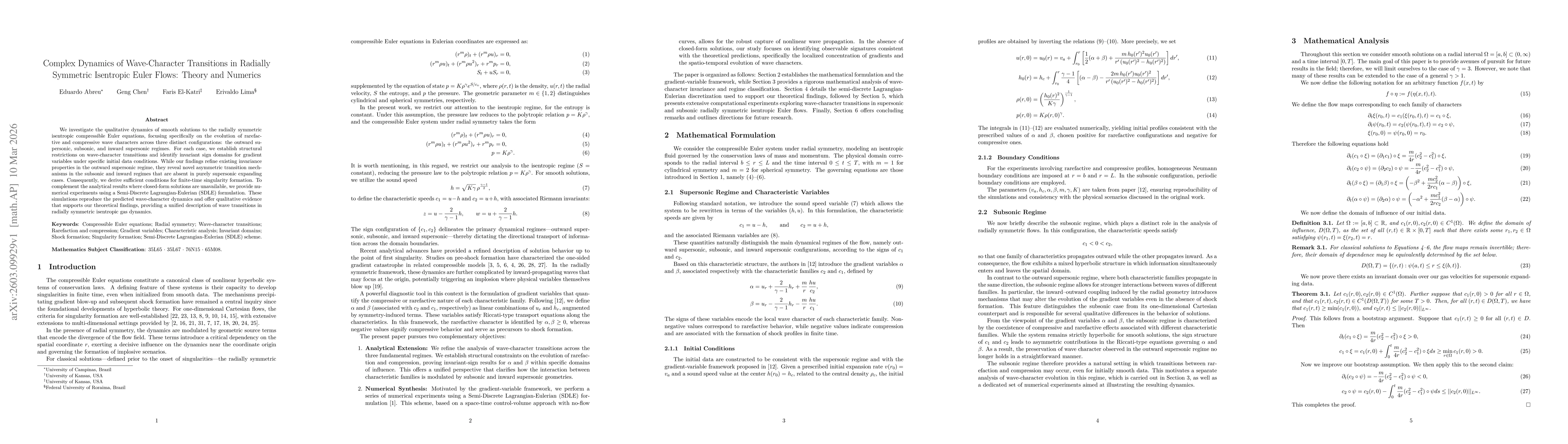 Thumbnail for Complex Dynamics of Wave-Character Transitions in Radially Symmetric Isentropic Euler Flows: Theory and Numerics