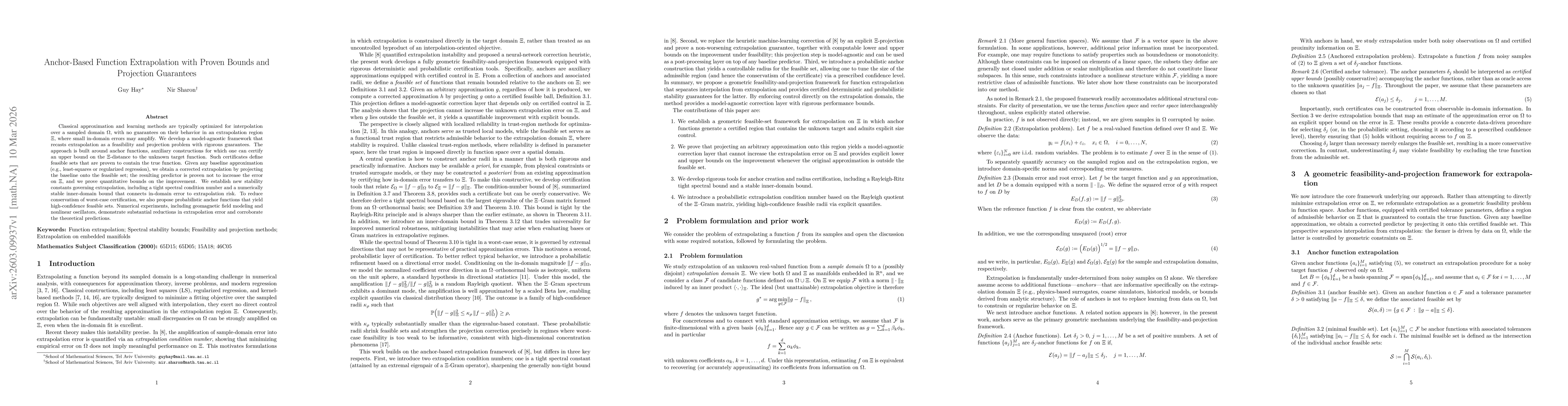 Thumbnail for Anchor-Based Function Extrapolation with Proven Bounds and Projection Guarantees