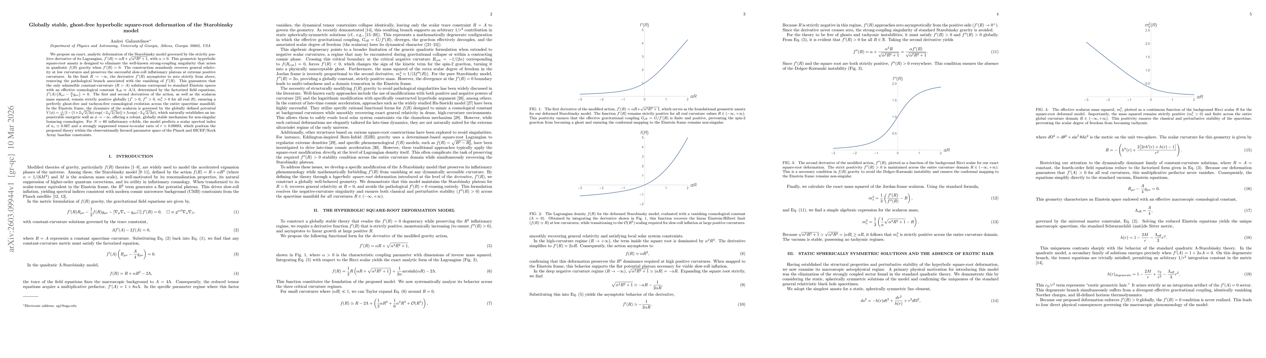 Thumbnail for Globally stable, ghost-free hyperbolic square-root deformation of the Starobinsky model