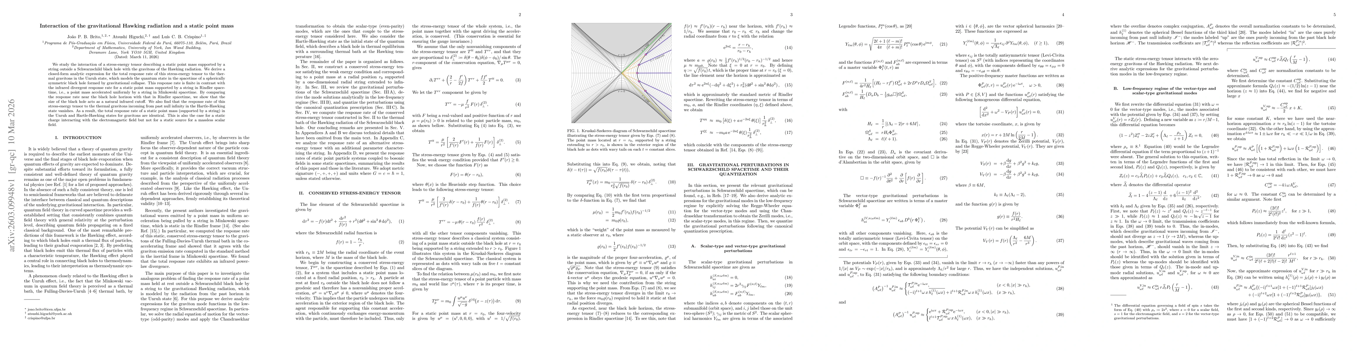 Thumbnail for Interaction of the gravitational Hawking radiation and a static point mass