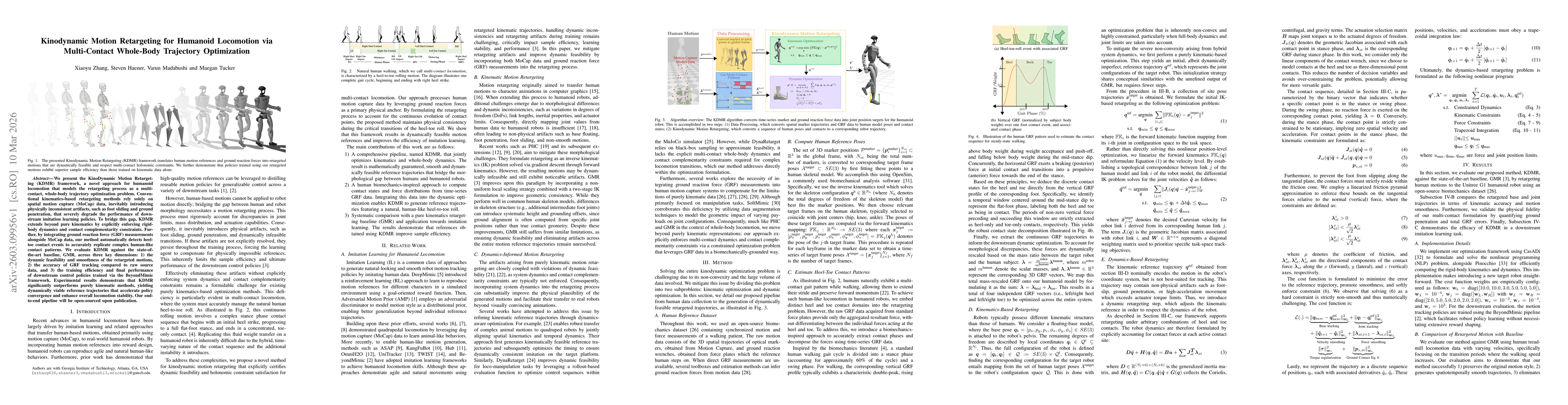 Thumbnail for Kinodynamic Motion Retargeting for Humanoid Locomotion via Multi-Contact Whole-Body Trajectory Optimization