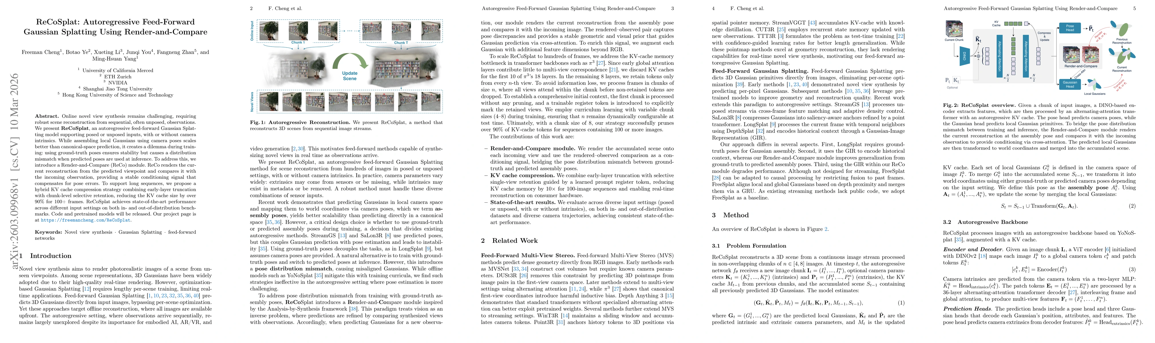 Thumbnail for ReCoSplat: Autoregressive Feed-Forward Gaussian Splatting Using Render-and-Compare