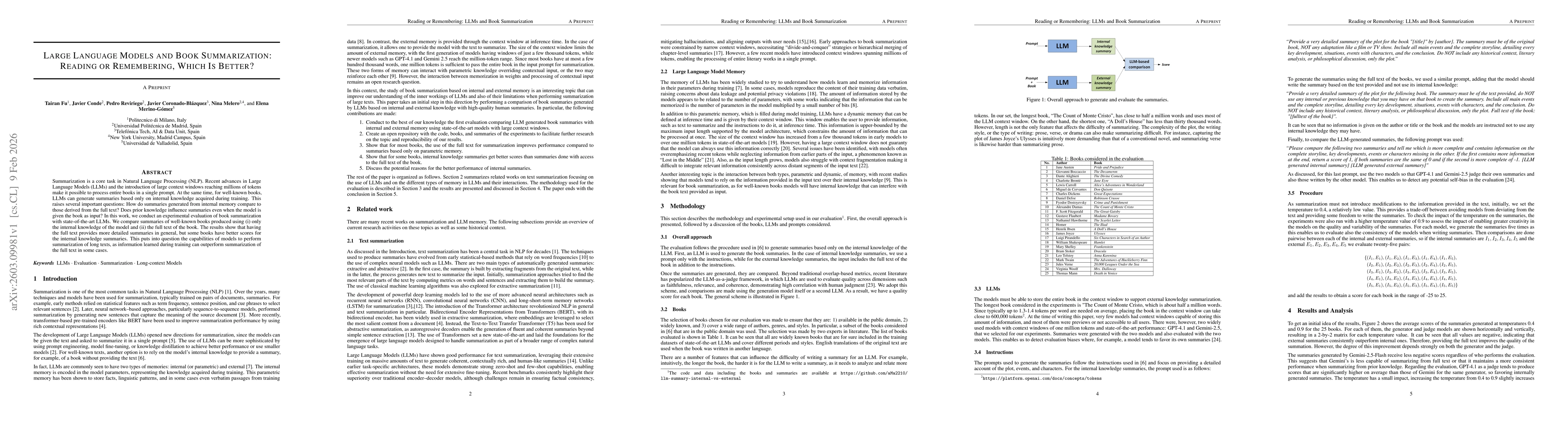 Thumbnail for Large Language Models and Book Summarization: Reading or Remembering, Which Is Better?