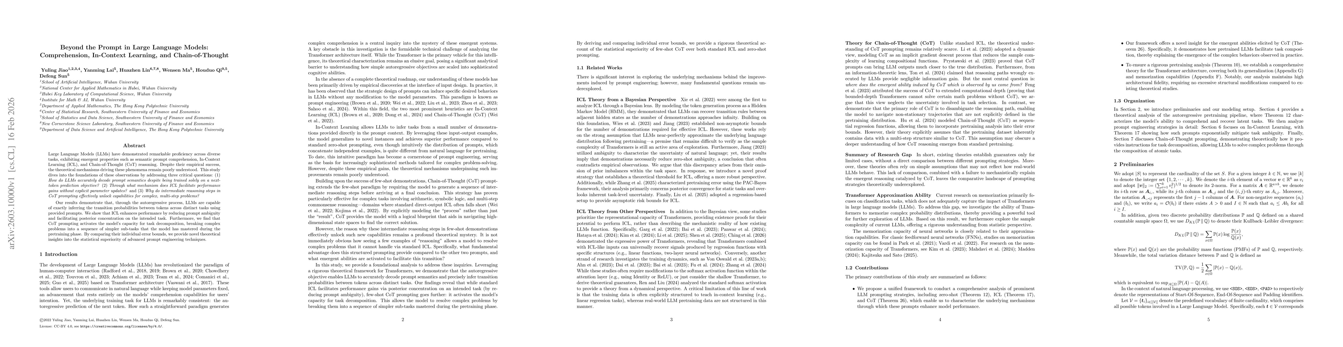 Thumbnail for Beyond the Prompt in Large Language Models: Comprehension, In-Context Learning, and Chain-of-Thought