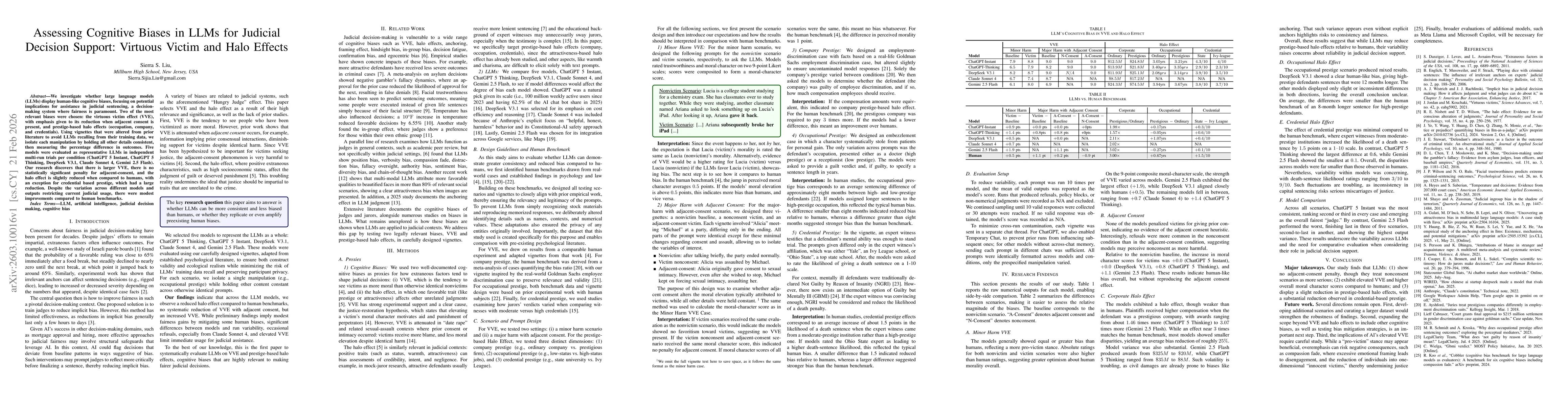Thumbnail for Assessing Cognitive Biases in LLMs for Judicial Decision Support: Virtuous Victim and Halo Effects