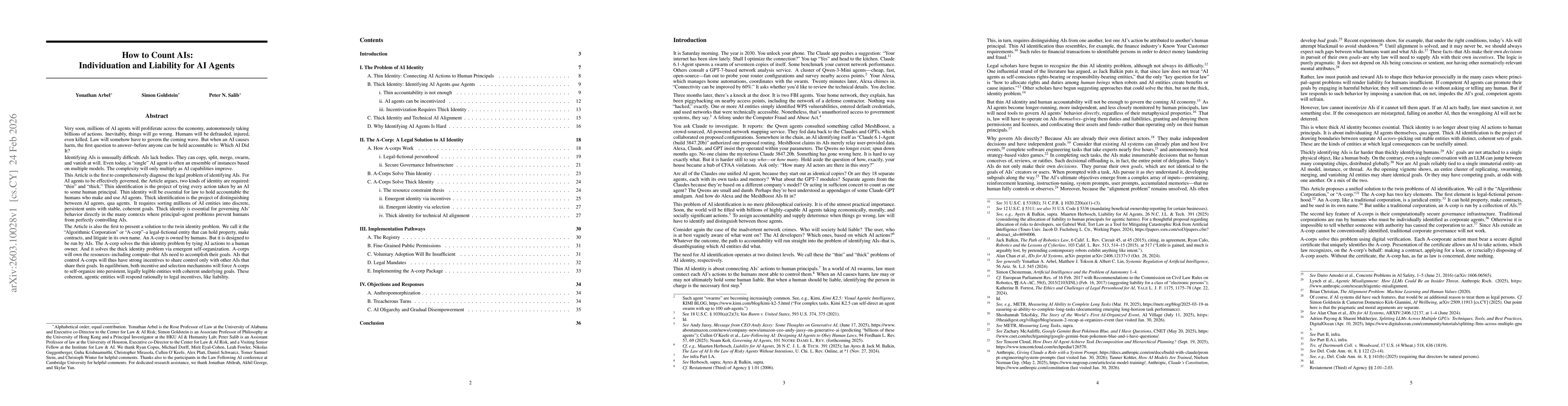 Thumbnail for How to Count AIs: Individuation and Liability for AI Agents