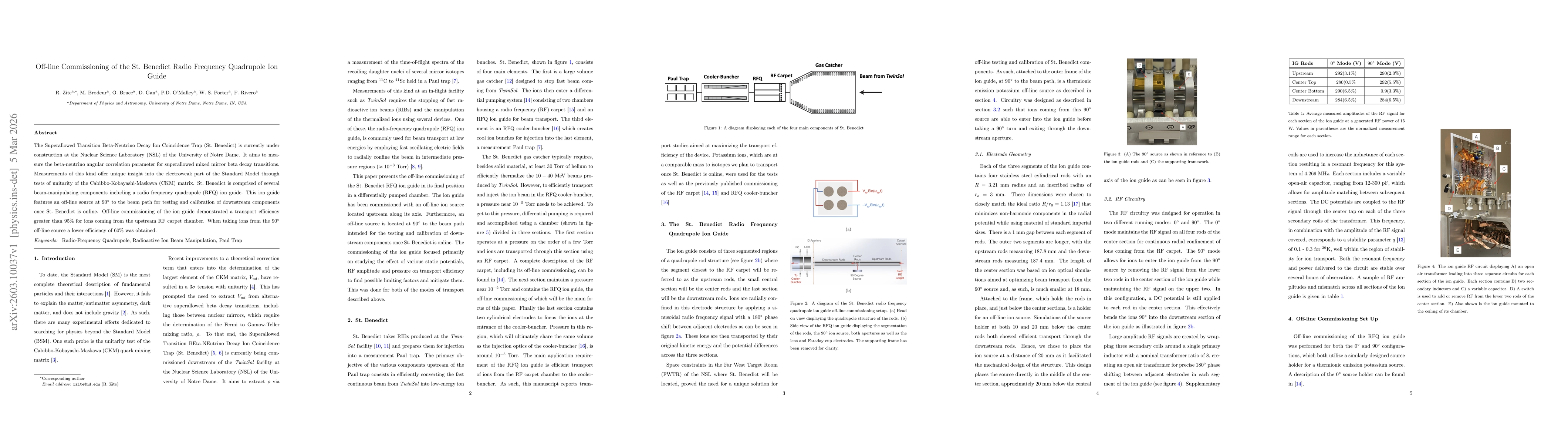 Thumbnail for Off-line Commissioning of the St. Benedict Radio Frequency Quadrupole Ion Guide