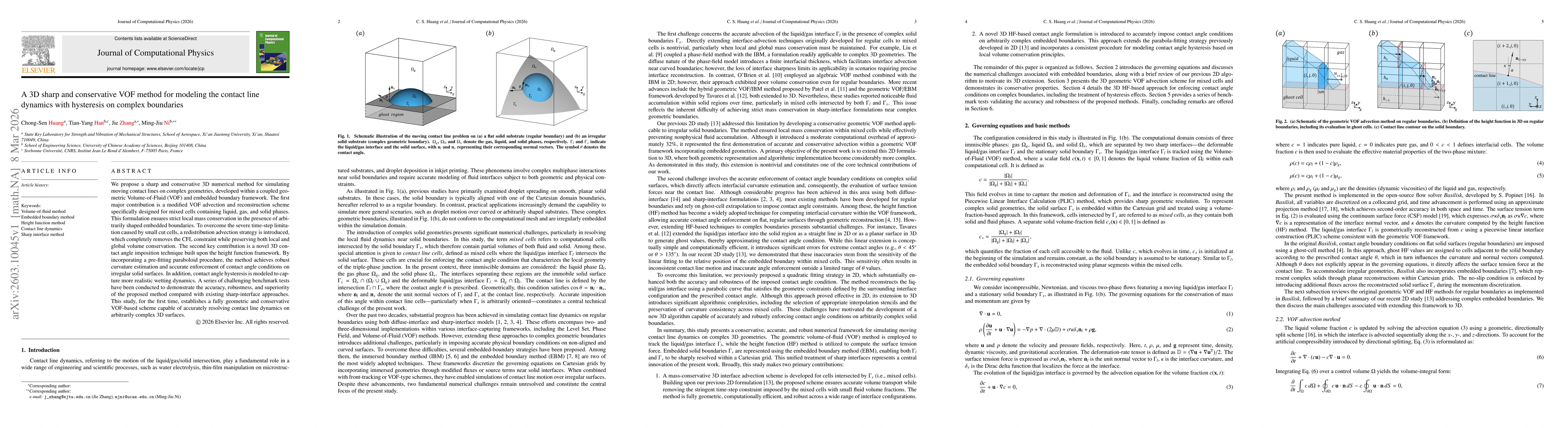 Thumbnail for A 3D sharp and conservative VOF method for modeling the contact line dynamics with hysteresis on complex boundaries