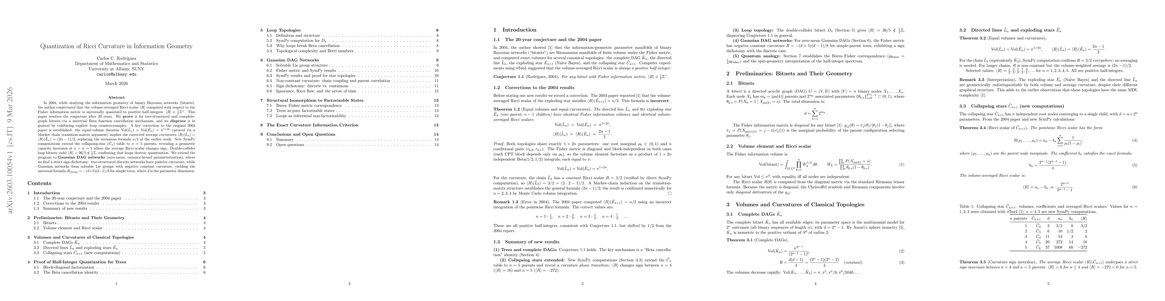 Thumbnail for Quantization of Ricci Curvature in Information Geometry