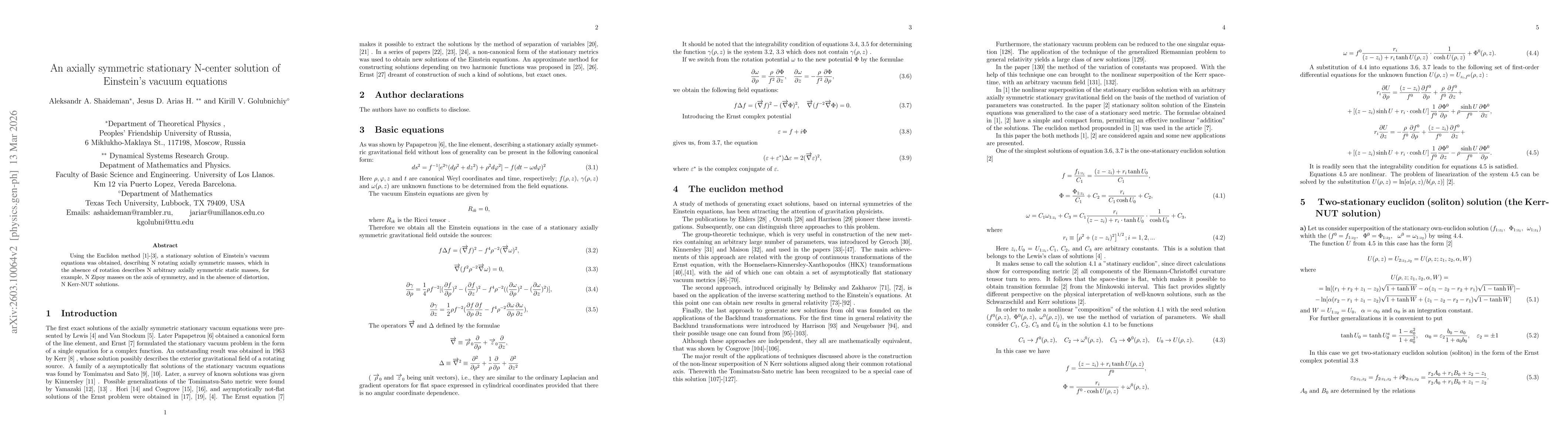 Thumbnail for An axially symmetric stationary N-center solution of Einstein's vacuum equations