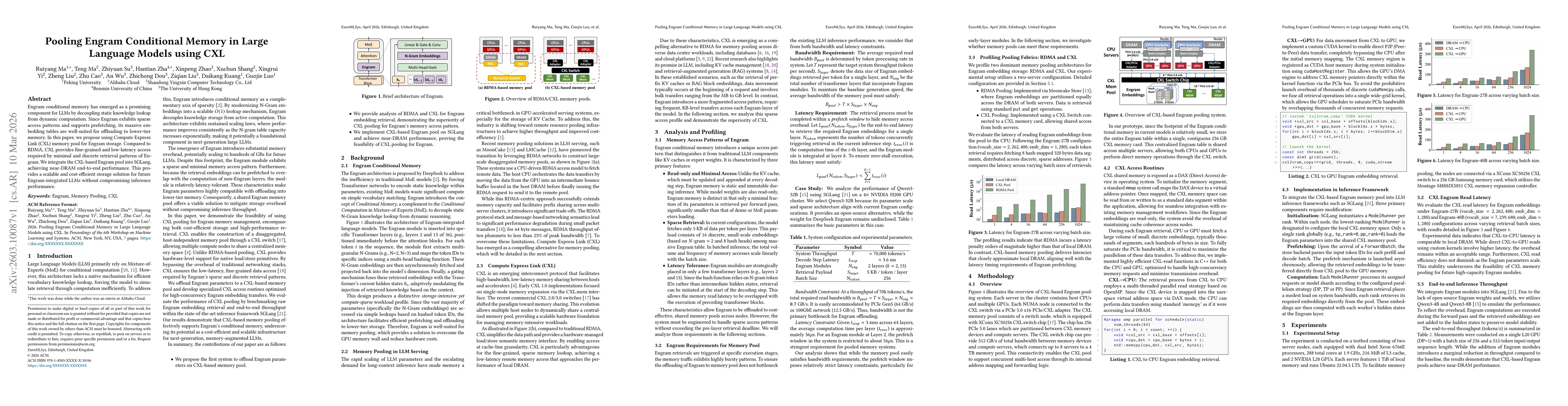 Thumbnail for Pooling Engram Conditional Memory in Large Language Models using CXL