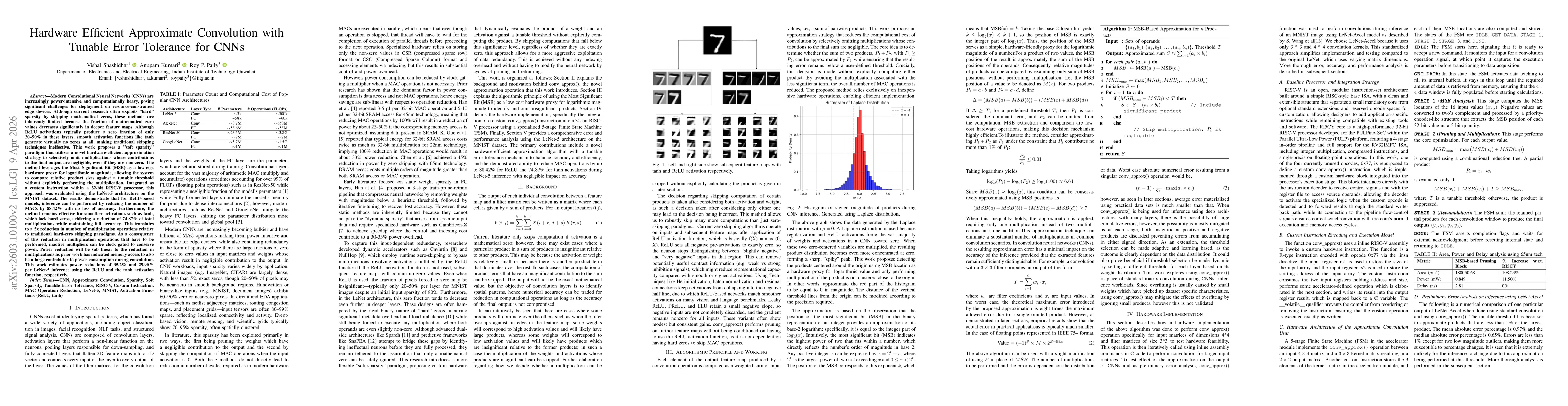 Thumbnail for Hardware Efficient Approximate Convolution with Tunable Error Tolerance for CNNs