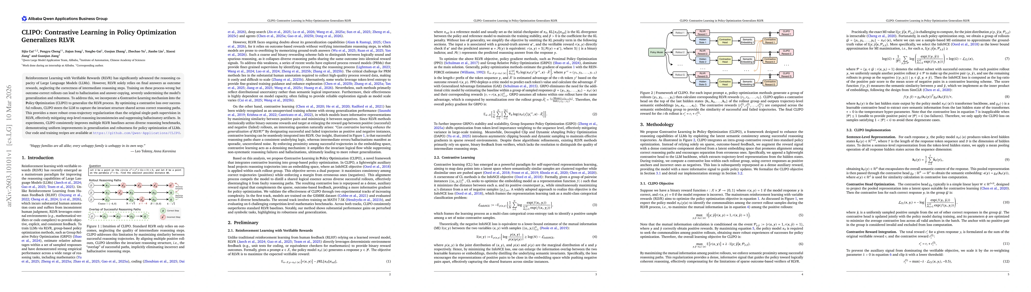 Thumbnail for CLIPO: Contrastive Learning in Policy Optimization Generalizes RLVR