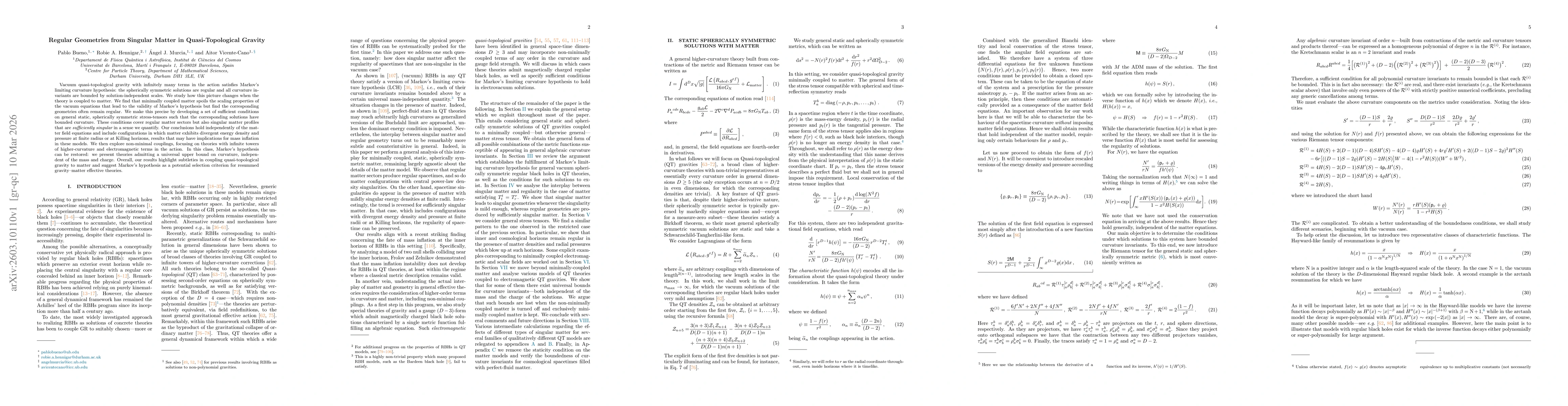 Thumbnail for Regular Geometries from Singular Matter in Quasi-Topological Gravity