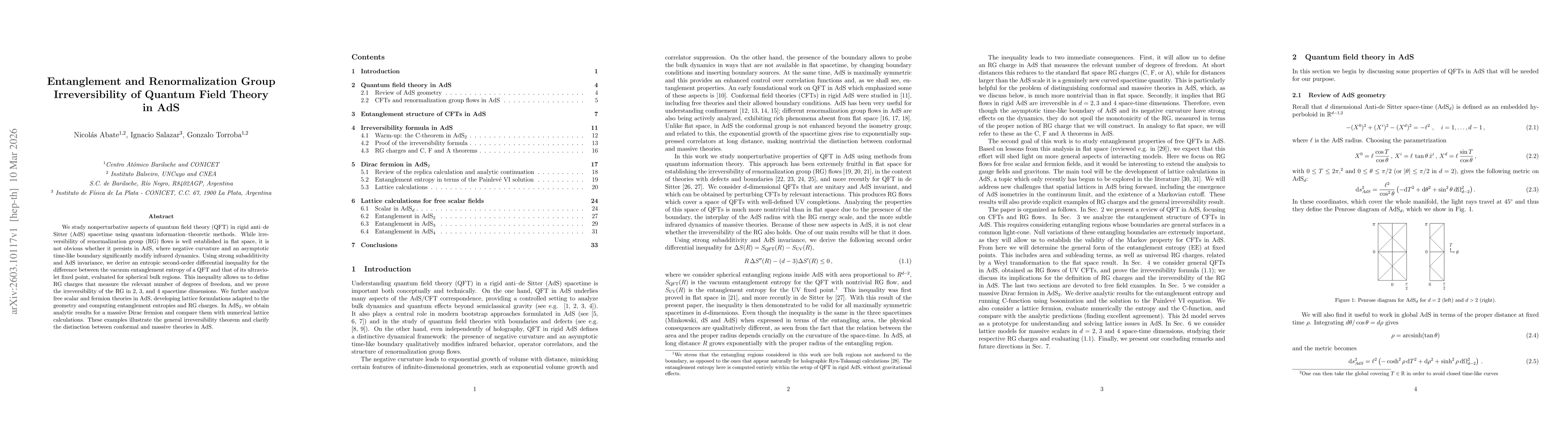 Thumbnail for Entanglement and Renormalization Group Irreversibility of Quantum Field Theory in AdS