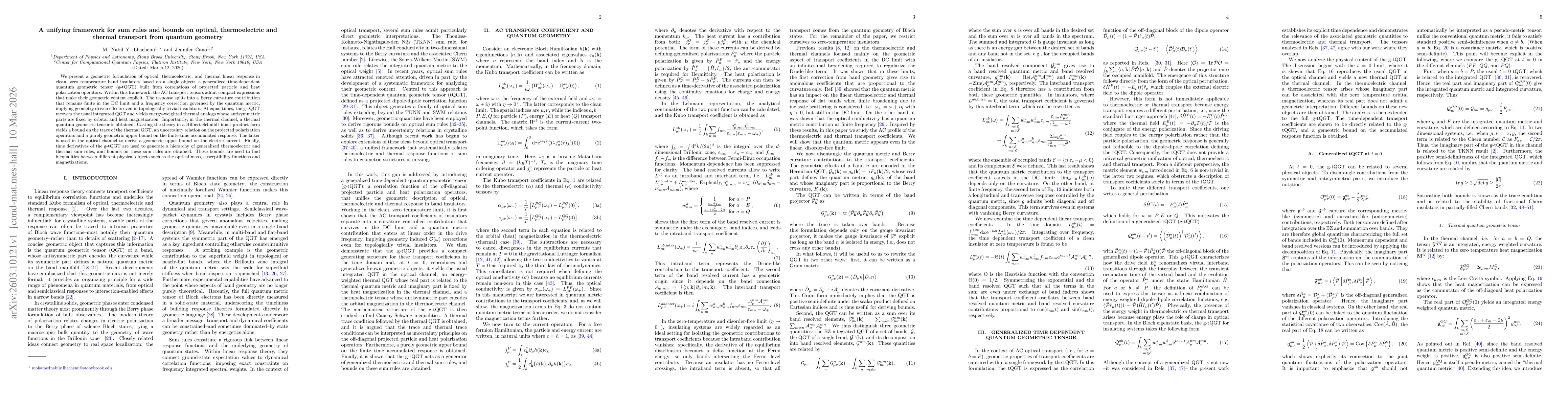 Thumbnail for A unifying framework for sum rules and bounds on optical, thermoelectric and thermal transport from quantum geometry