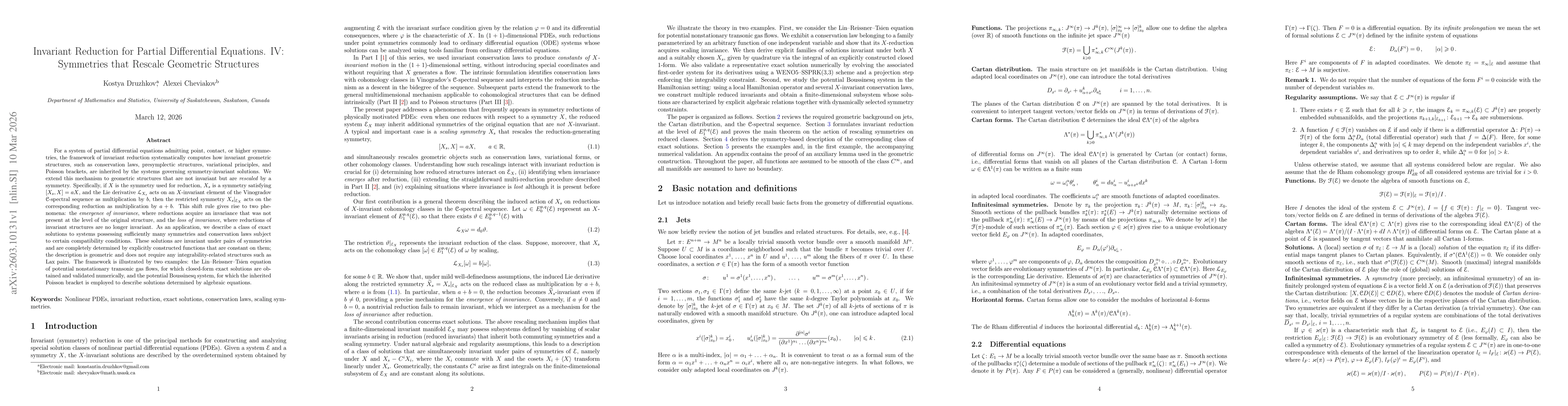 Thumbnail for Invariant Reduction for Partial Differential Equations. IV: Symmetries that Rescale Geometric Structures