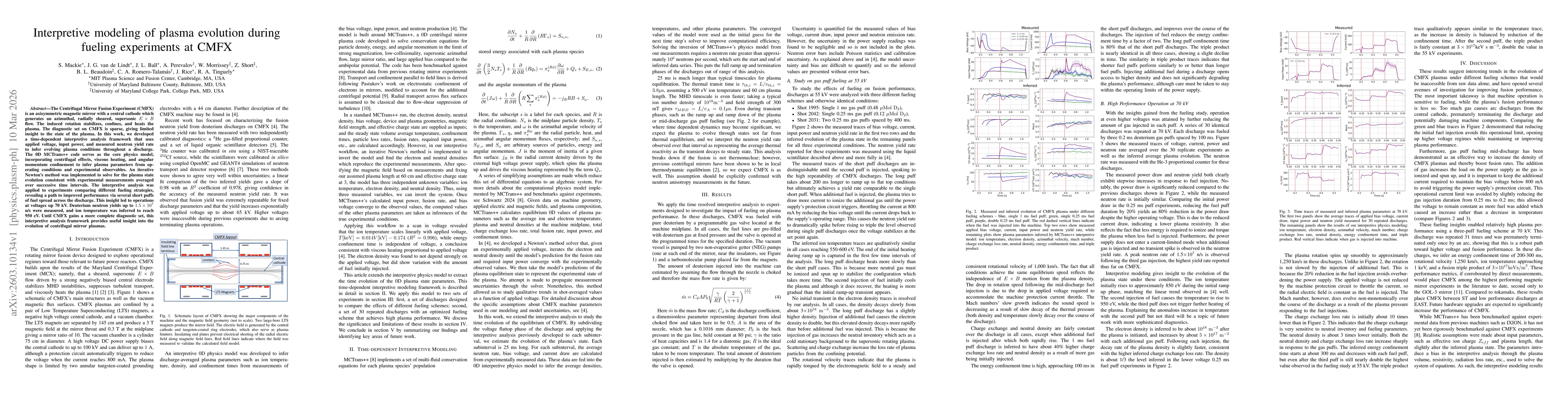 Thumbnail for Interpretive Modeling of plasma evolution during fueling experiments at CMFX