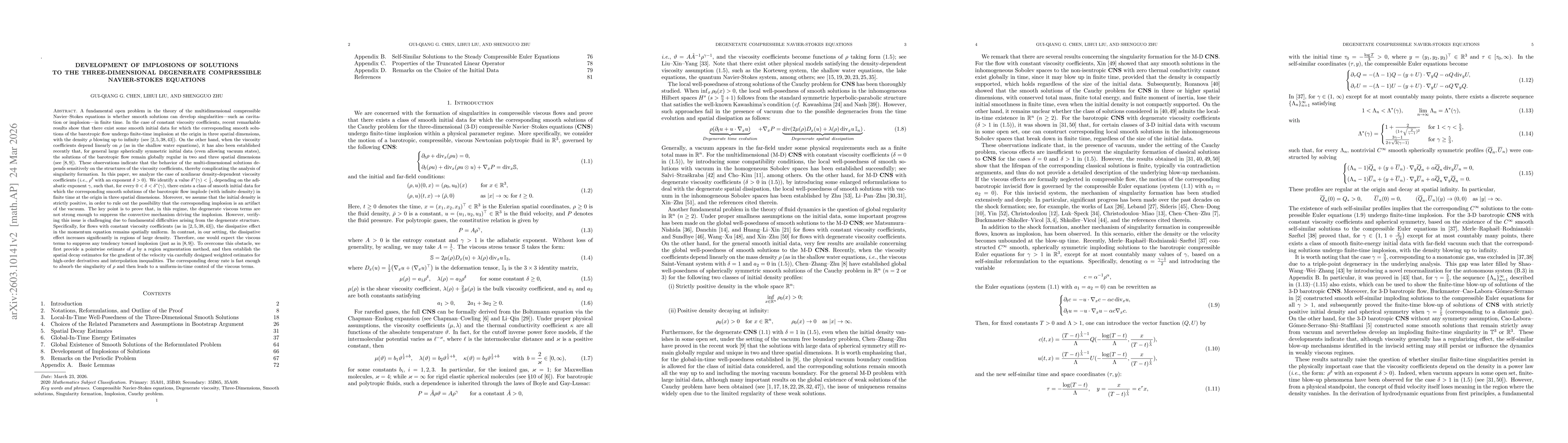 Thumbnail for Development of Implosions of Solutions to the Three-Dimensional Degenerate Compressible Navier-Stokes Equations