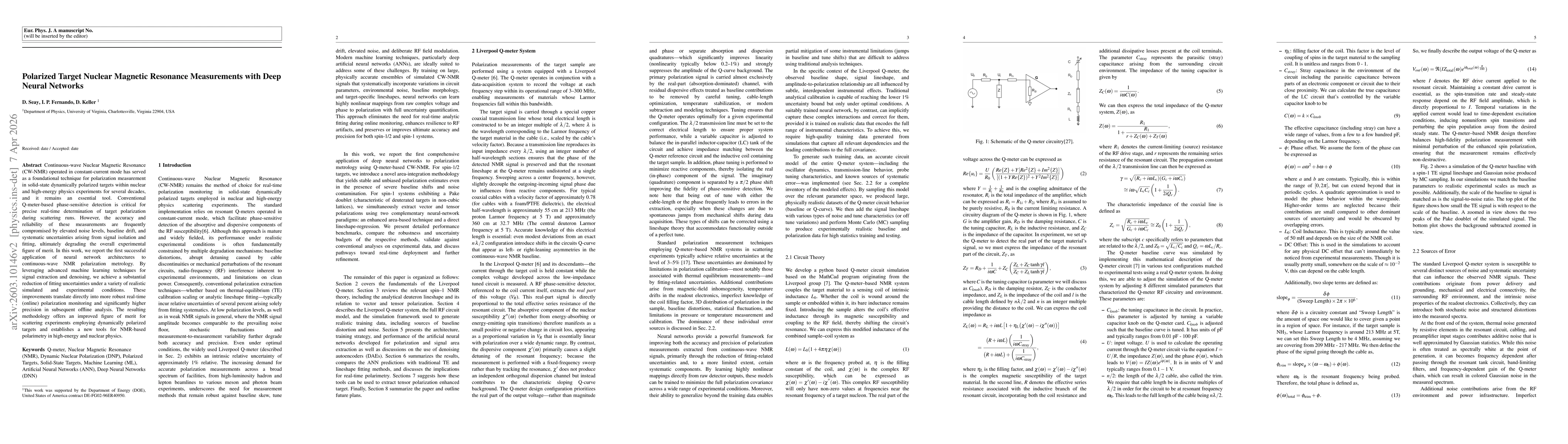 Thumbnail for Polarized Target Nuclear Magnetic Resonance Measurements with Deep Neural Networks