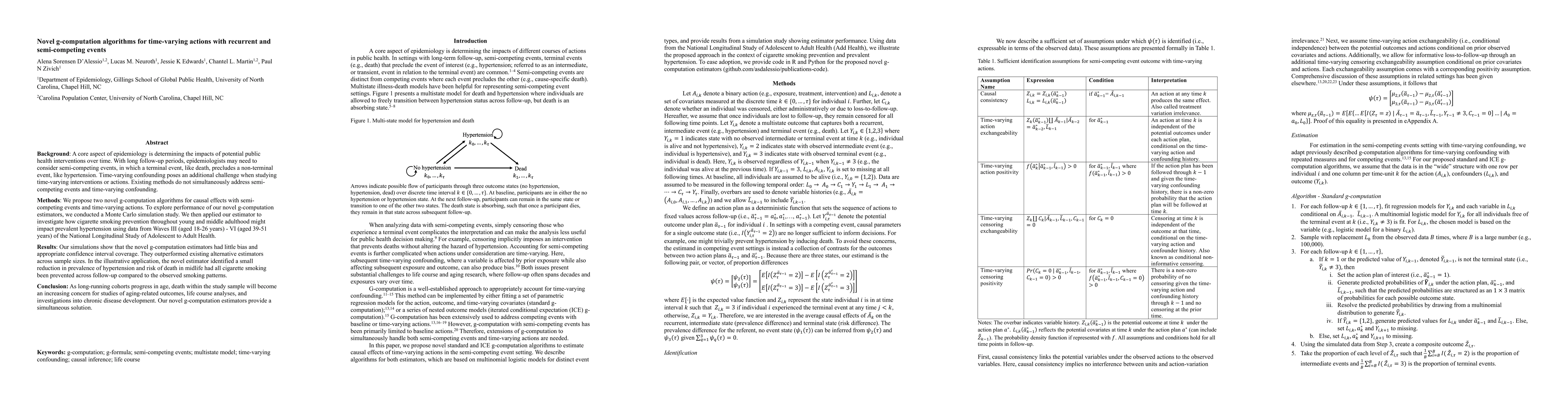 Thumbnail for Novel g-computation algorithms for time-varying actions with recurrent and semi-competing events