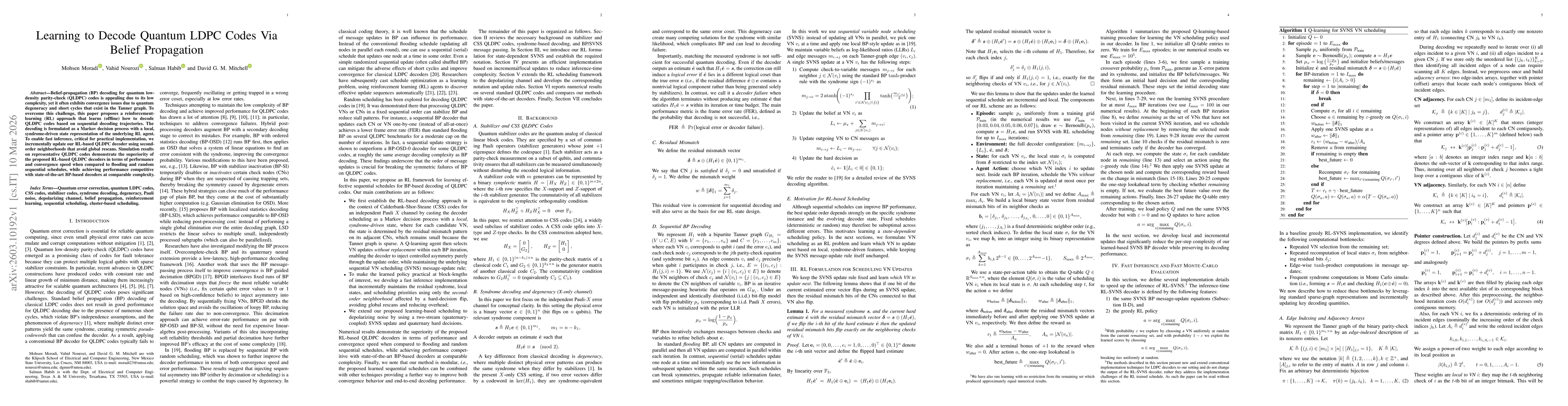 Thumbnail for Learning to Decode Quantum LDPC Codes Via Belief Propagation
