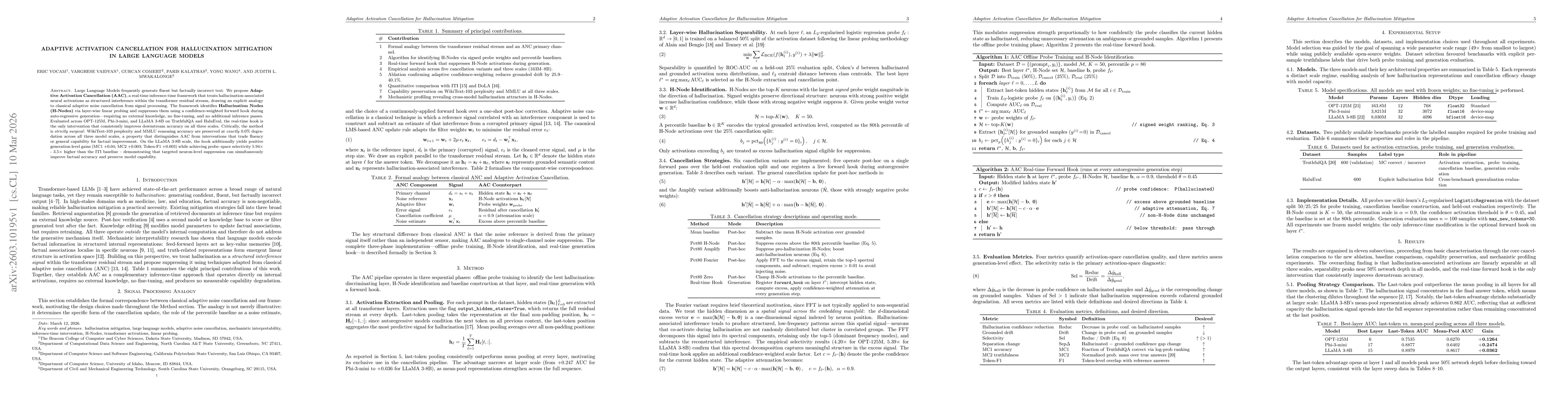 Thumbnail for Adaptive Activation Cancellation for Hallucination Mitigation in Large Language Models