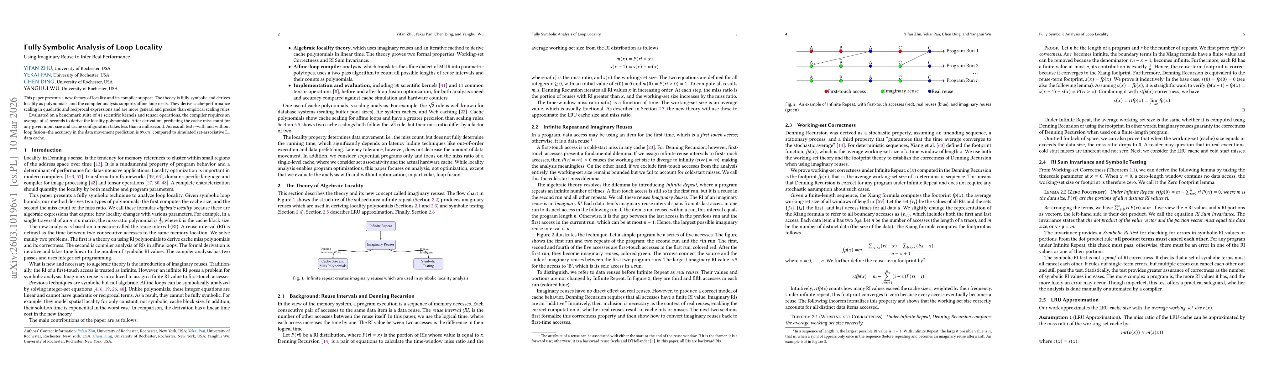 Thumbnail for Fully Symbolic Analysis of Loop Locality: Using Imaginary Reuse to Infer Real Performance