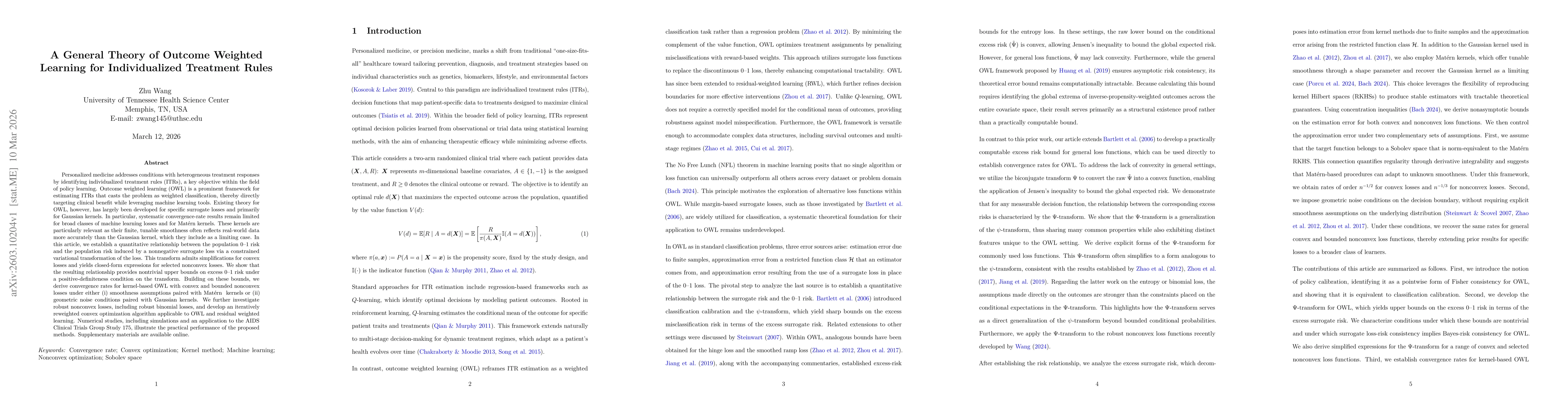 Thumbnail for A General Theory of Outcome Weighted Learning for Individualized Treatment Rules