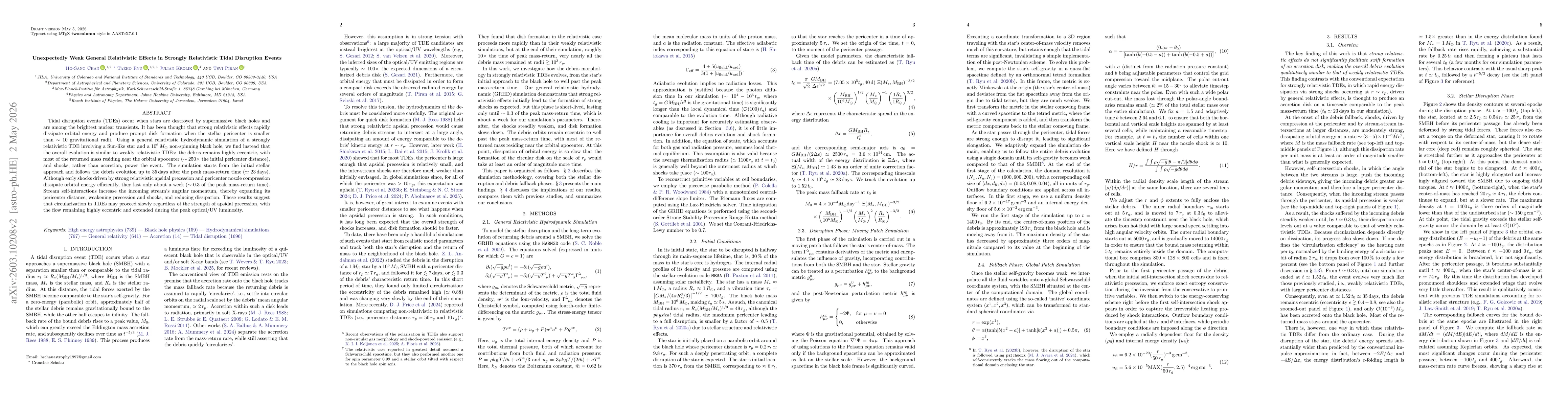 Thumbnail for Unexpectedly Weak General Relativistic Effects in Strongly Relativistic Tidal Disruption Events