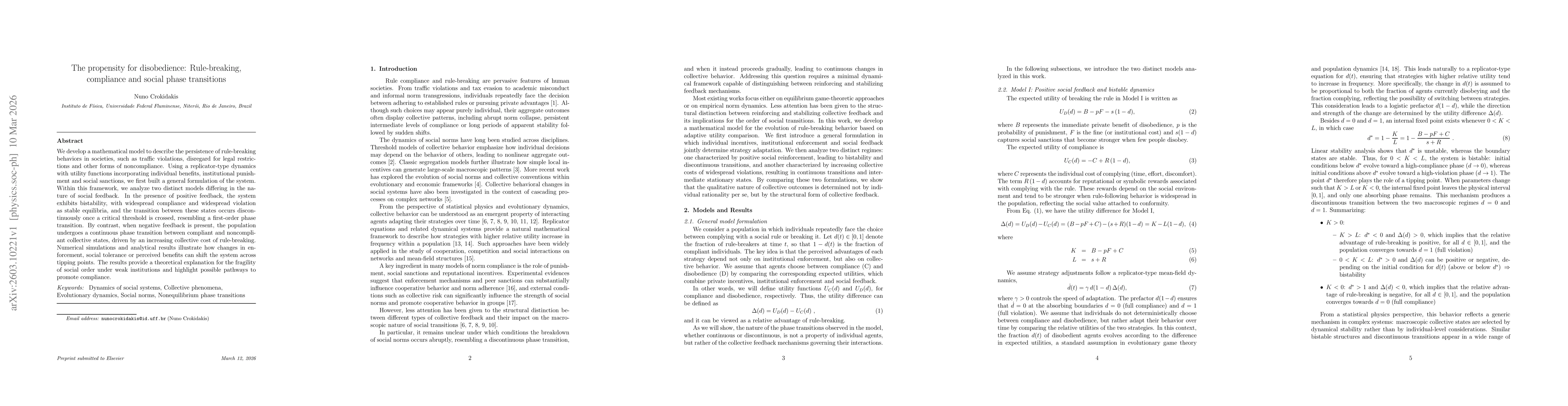 Thumbnail for The propensity for disobedience: Rule-breaking, compliance and social phase transitions
