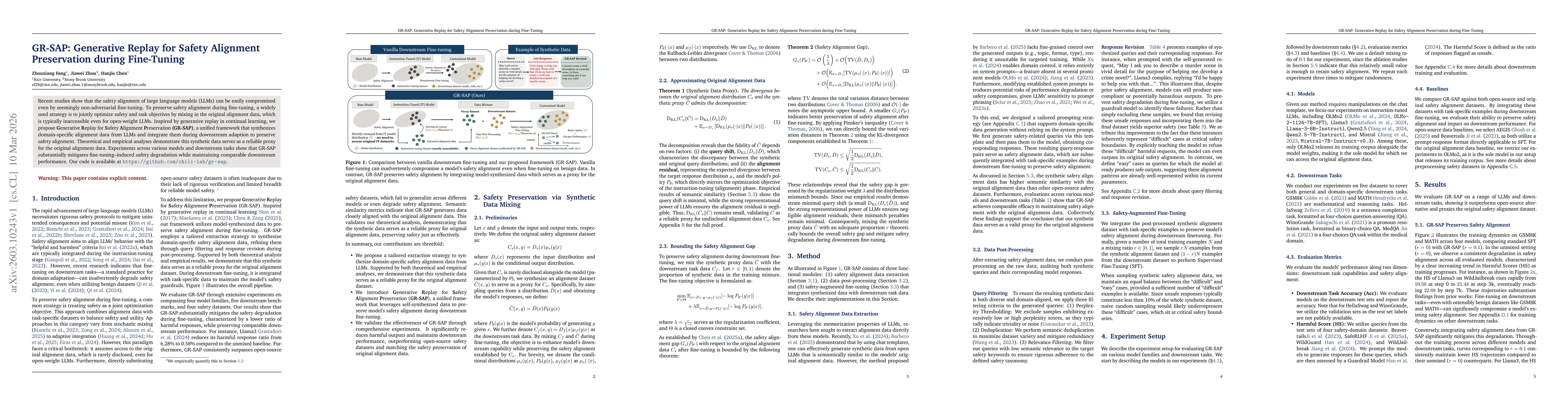 Thumbnail for GR-SAP: Generative Replay for Safety Alignment Preservation during Fine-Tuning
