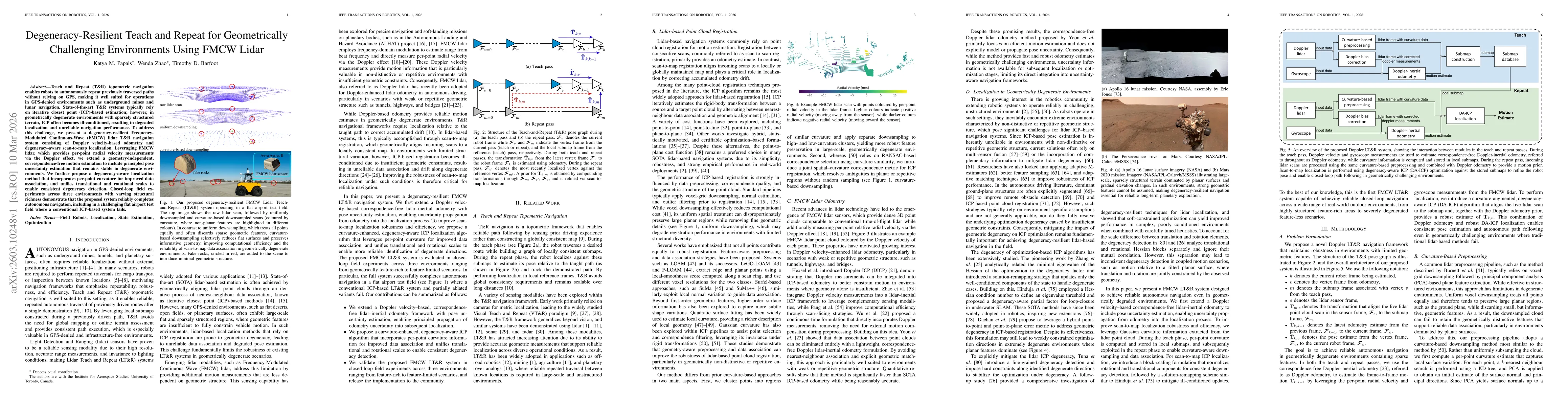 Thumbnail for Degeneracy-Resilient Teach and Repeat for Geometrically Challenging Environments Using FMCW Lidar
