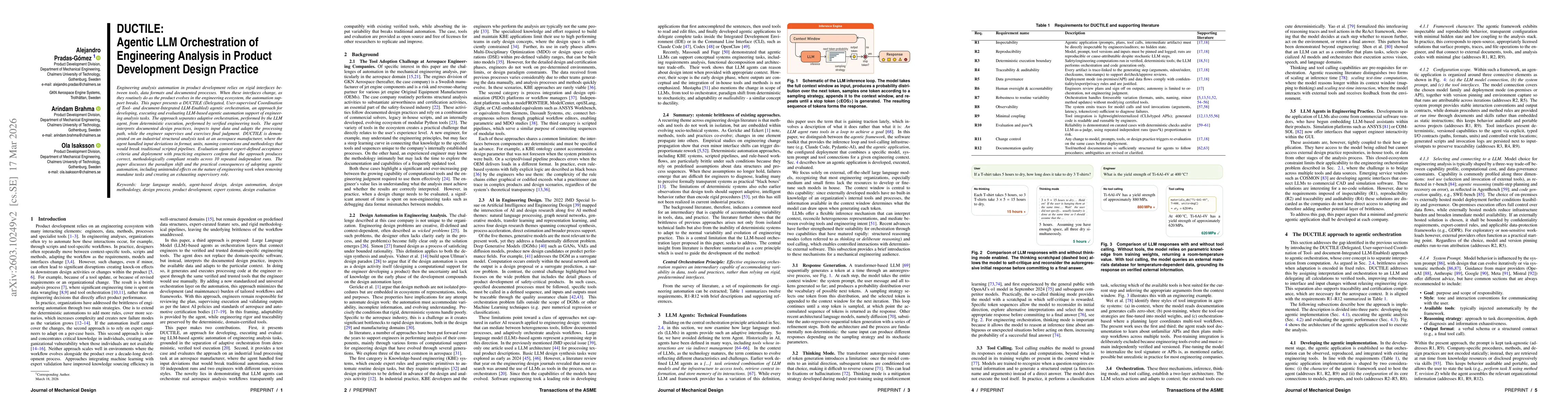 Thumbnail for DUCTILE: Agentic LLM Orchestration of Engineering Analysis in Product Development Practice